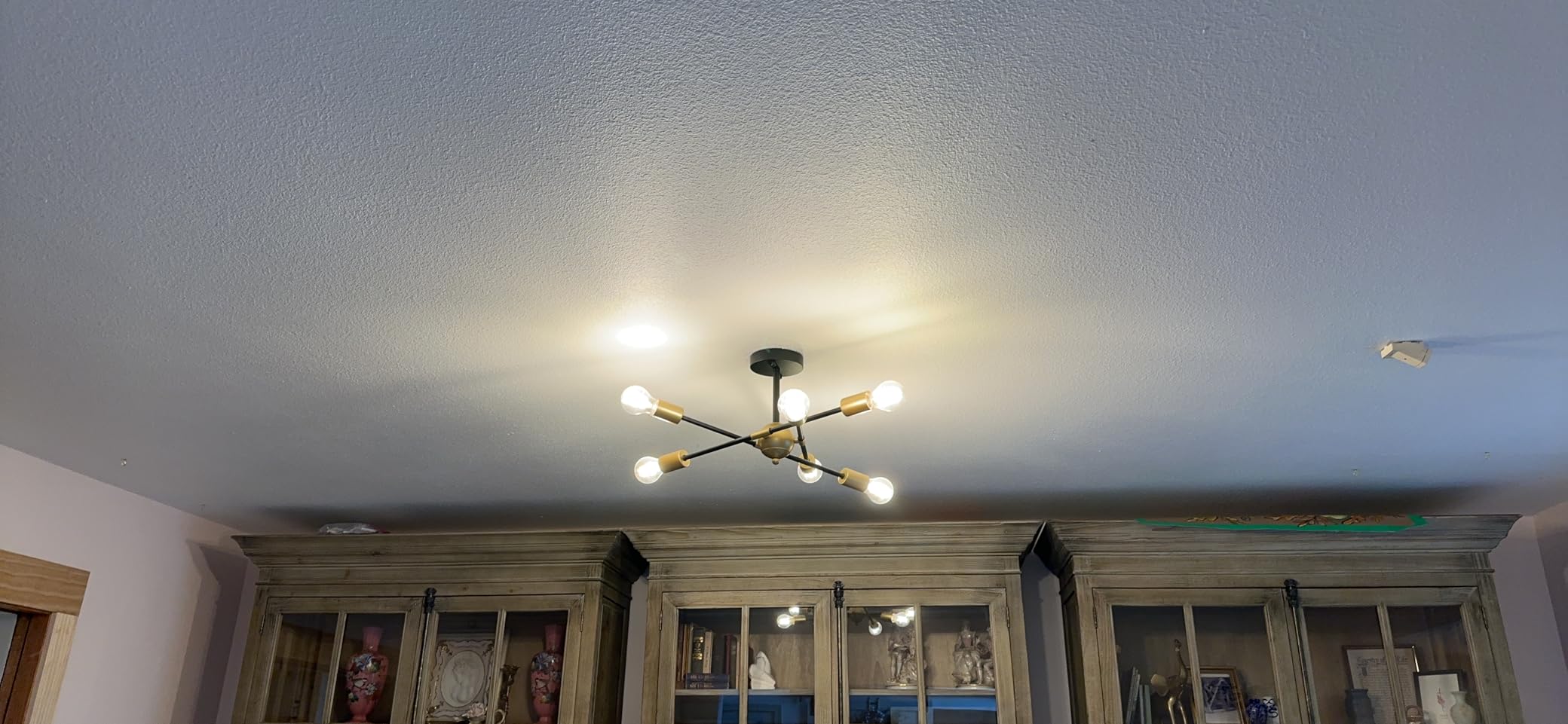 MEIXISUE Black and Gold Modern Sputnik Chandelier Ceiling Light Fixtures,4-Lights Mid Century Industrial Metal Semi Flush Mount Ceiling Lights for Bedroom Kitchen Hallway Entryway Office UL Listed customer photo 1
