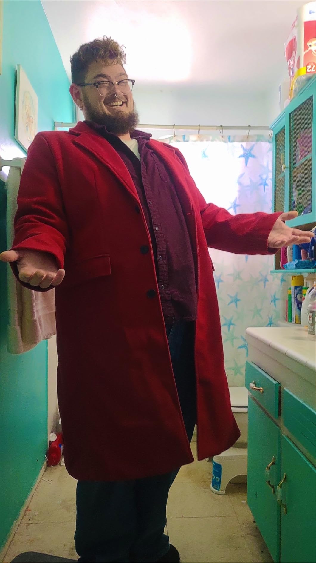 SOMTHRON Mens Trench Coat Single Breasted Long Pea Coat Overcoat customer photo 1