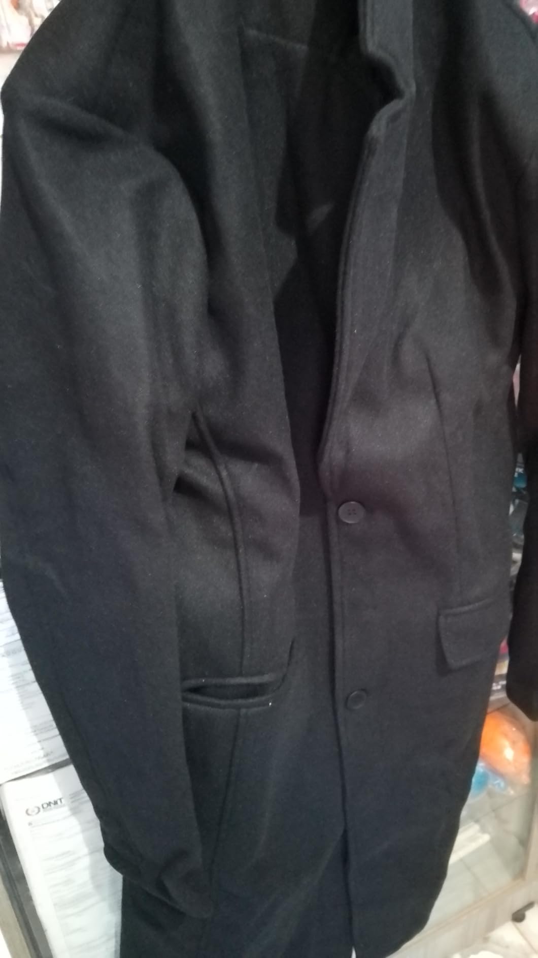 SOMTHRON Mens Trench Coat Single Breasted Long Pea Coat Overcoat customer photo 2