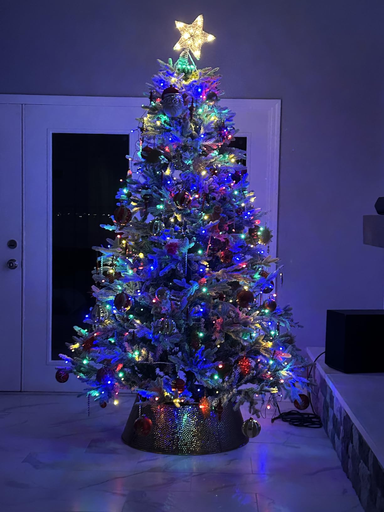 BIRDROCK HOME 4-Panel Christmas Tree Collar - Metal Holiday Skirt Decor - Water Base Protection from Pets (Soft Gold) customer photo 1