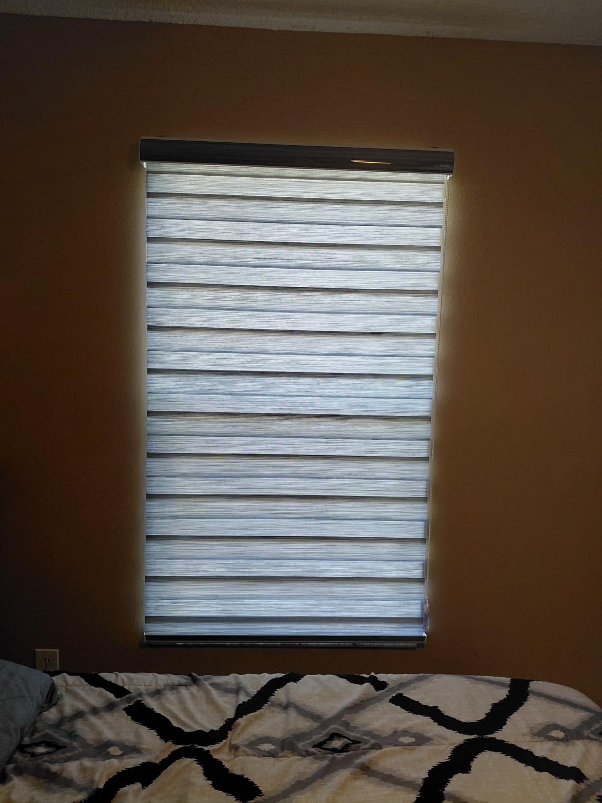Zebra Roller Shades, Dual Layer Roll Up Blind for Living Room, Semi Sheer Shades Window Privacy Light Control for Day and Night, (Maximum Height 72inch, White Color, Width 34 inch) customer photo 2