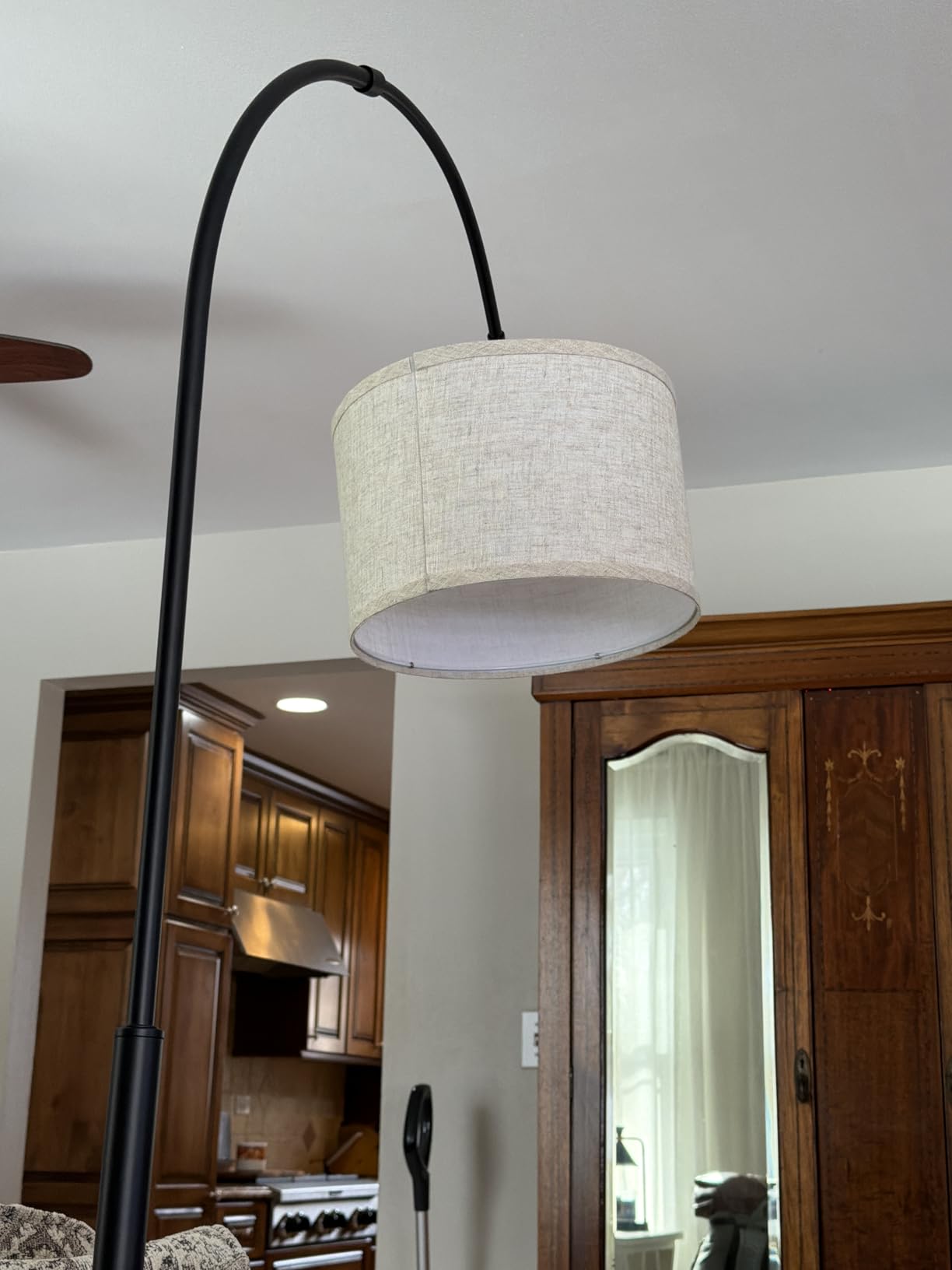 Dimmable Floor Lamp, Arc Floor Lamp with Dimmer, Black Standing Lamp with Adjustable Hanging Shade, Over Couch Tall Reading Light, Modern Pole Lamp for Living Room Bedroom, 9W LED Bulb Included customer photo 2