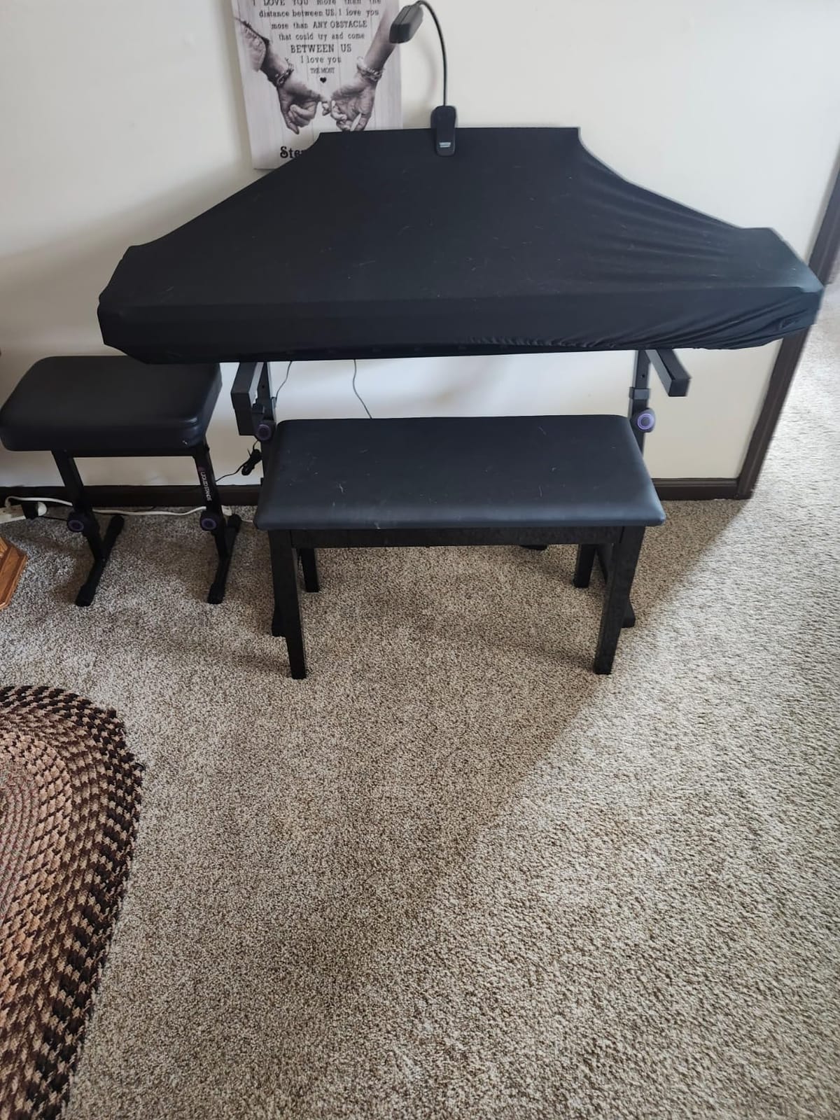 Donner Duet Piano Bench with Storage, Solid Wooden Keyboard Bench Piano Bookcase Stool Chair Seat with High-Density Sponges Padded Cushion, Black customer photo 1