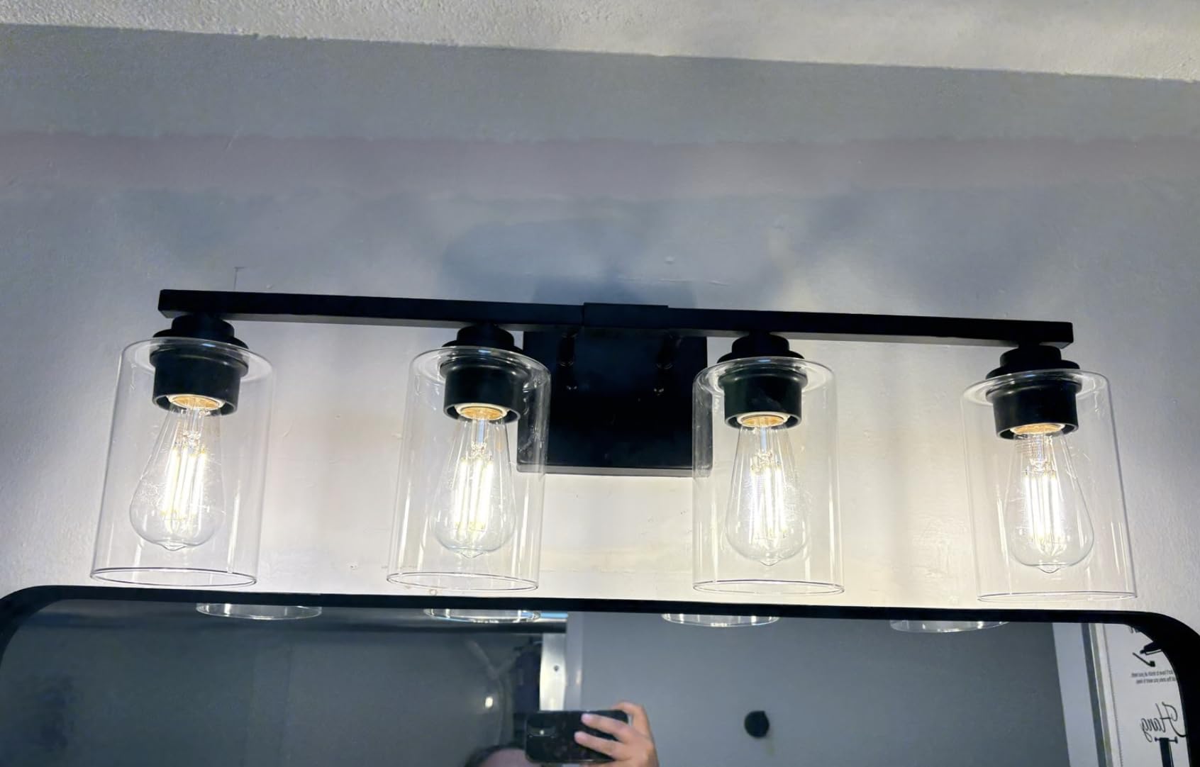 VerRon Wall Sconces Set of 2 for Bathroom, Modern Vanity Light Fixtures | Matte Black Wall Mount Lighting Lanterns, Farmhouse Wall Lights with Clear Glass Shade for Bedroom Living Room Mirror Kitchen customer photo 1