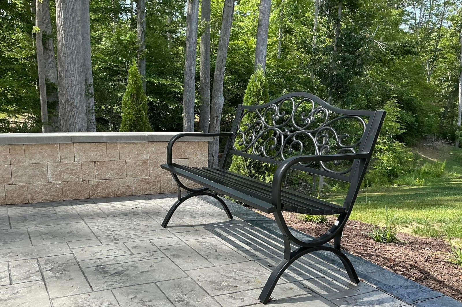 MFSTUDIO 50 Inches Outdoor Garden Bench Cast Iron Metal Frame, Floral Black customer photo 1