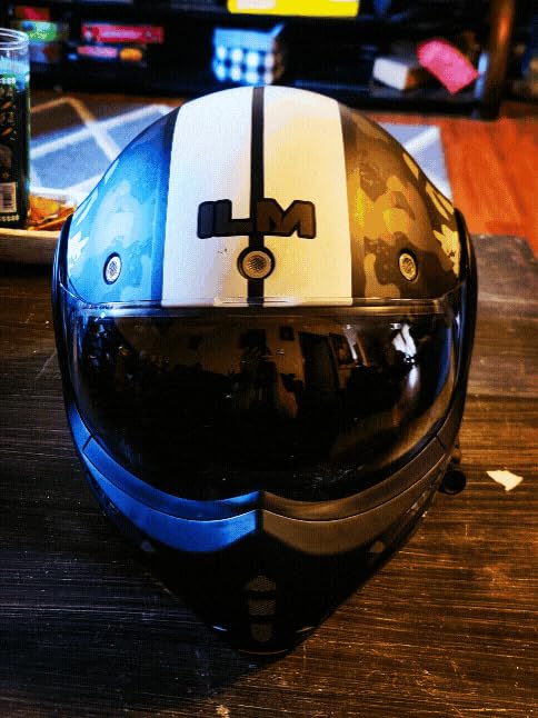 ILM Vintage Full Face Modular Motorcycle Helmet for Adults Men ATV UTV Snowmobile with 180° Reversible Chin Guard DOT ILM-B707(Camouflage, L) customer photo 2