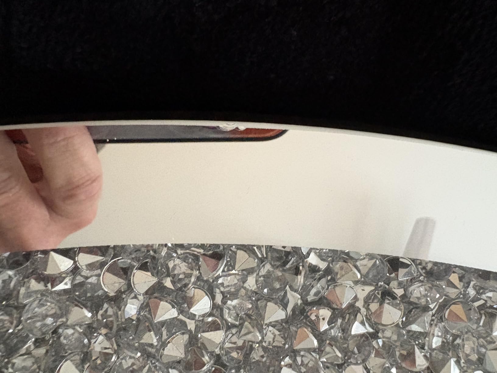 Crystal Crush Diamond Sparkly Round Silver Mirror for Wall Decoration 20x20x1 inch Wall Hang Frameless Bling Stylish Gorgeous Glam Mirror Vanity Home Decor. customer photo 1