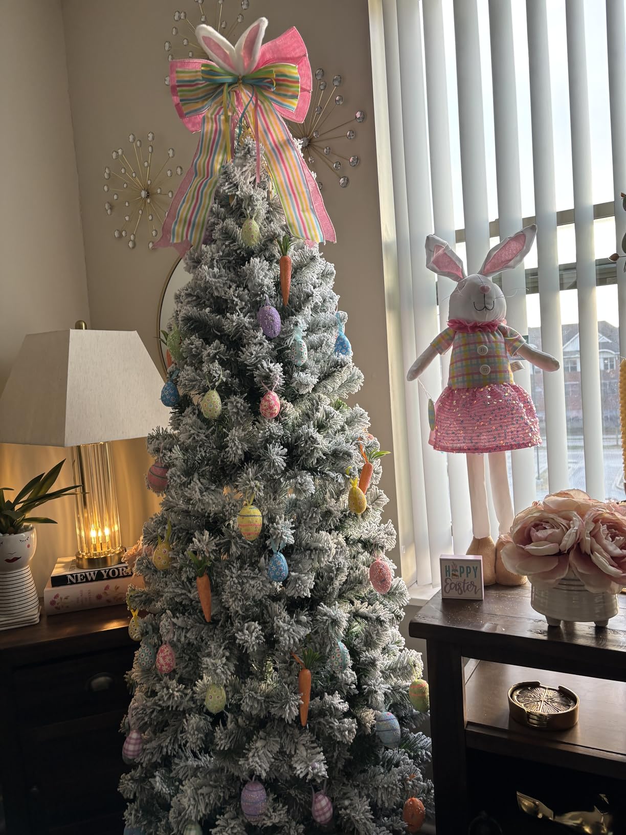 18PCS Easter Egg Ornaments and Carrot Hanging Ornaments Colorful Foam Hanging Egg Ornaments Foam Glitter Artificial Carrots Easter Tree Decorations Home Party DIY Crafts customer photo 1