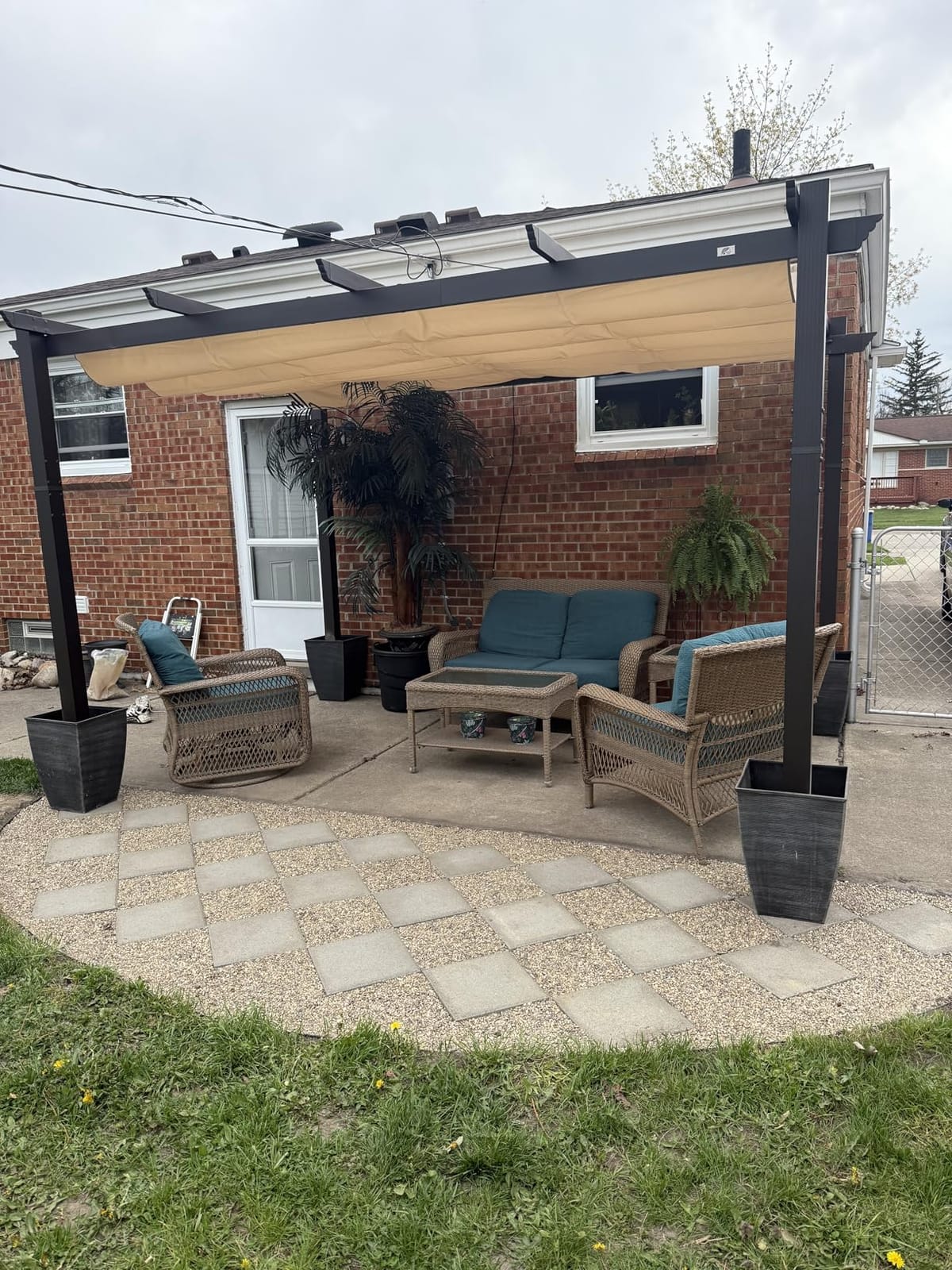 PURPLE LEAF Outdoor Pergola 10' x 13' Retractable Canopy, Turquoise Blue customer photo 2