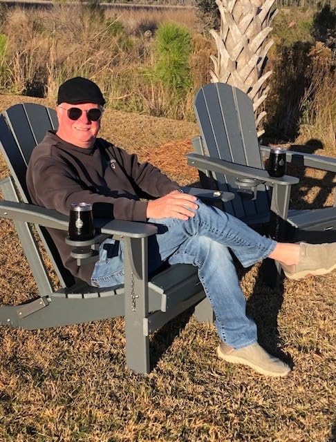 MUCHENGHY Folding Adirondack Chair HDPE for Fire Pit Outdoor, Navy Blue customer photo 2
