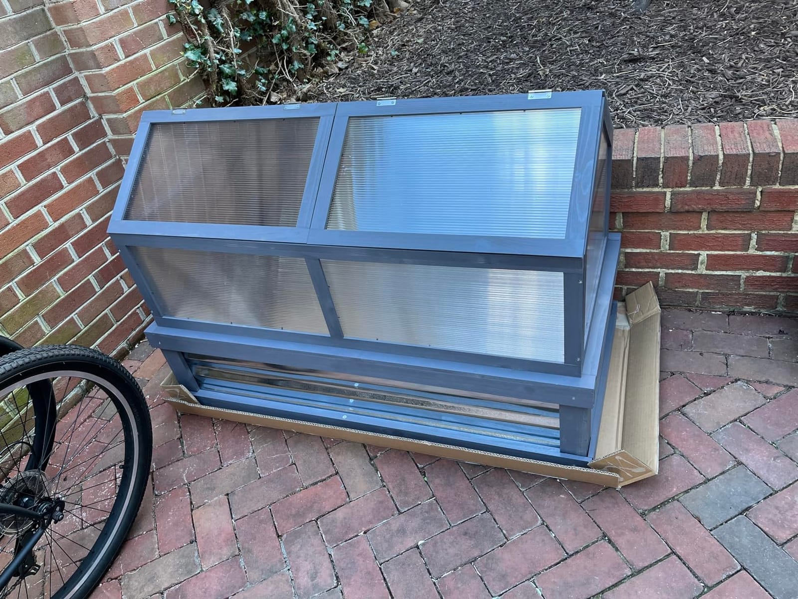 Outsunny Raised Garden Bed, Polycarbonate Mini Greenhouse, Natural customer photo 2