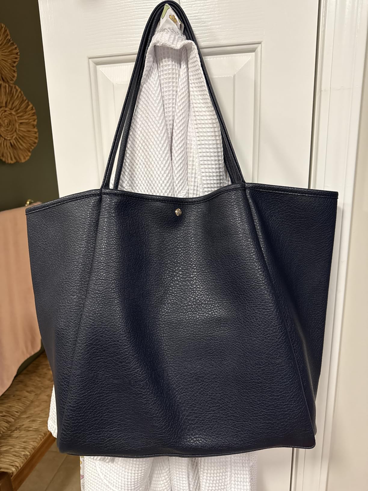 Oversize Pu Leather Tote Women Weekender Bag Shopper Handbag Travel Purse customer photo 1
