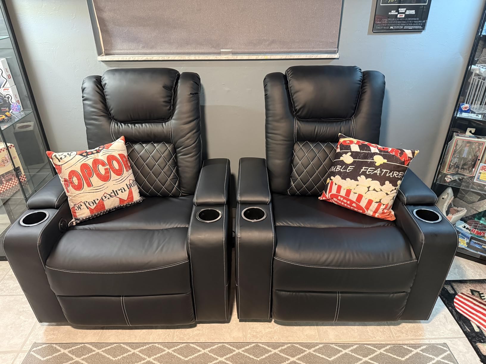 CANMOV Electric Power Recliner Chair with USB Ports and Cup Holders, Breathable Leather Home Theater Seating with Hidden Arm Storage (Brown) customer photo 2