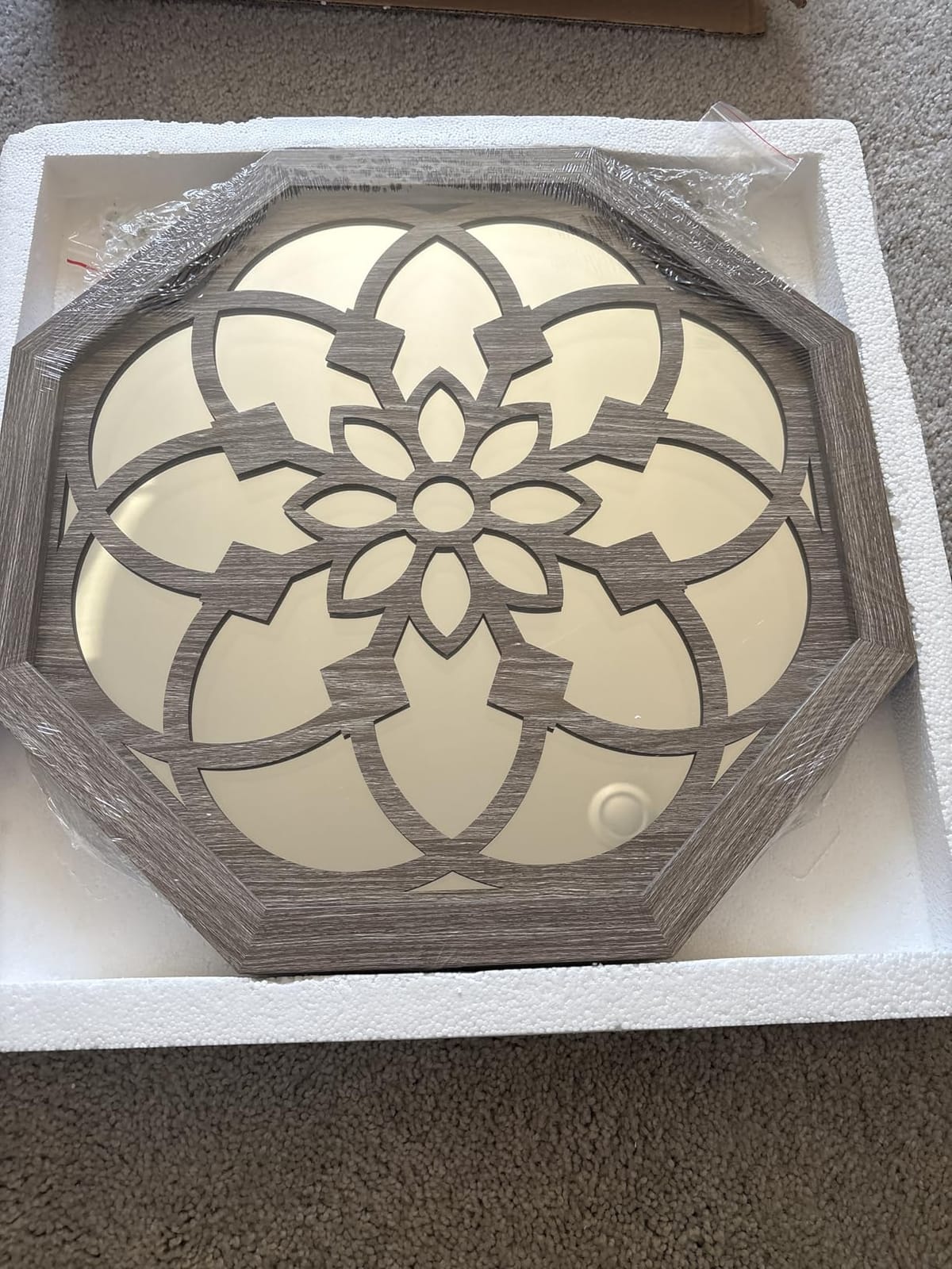 ZOLAPI 2-Piece Octagon Wall-Mounted Mirrors,Vintage Farmhouse Mirror for Wall Decor,Caramel Color Decorative Accent Mirror for Foyer, Bathroom, Bedroom. (12”x12”) customer photo 1