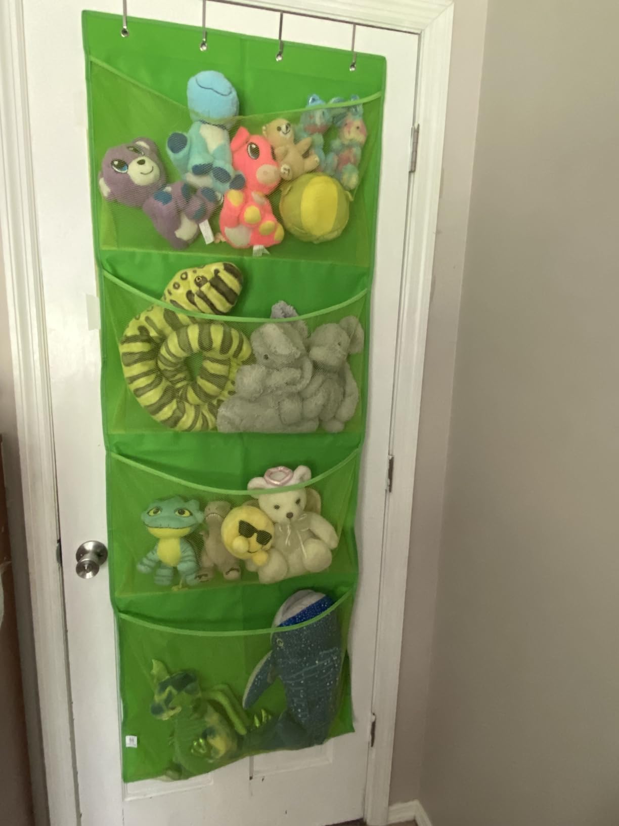 Honeyera The Original Stuffed Animal Storage (Patented) - Over Door Organizer for Stuffies, Baby Ideas Holder, Toy Plush Hammock Hanging Net Big Girls Toddler Large Bag Animals Stuffy Behind customer photo 2
