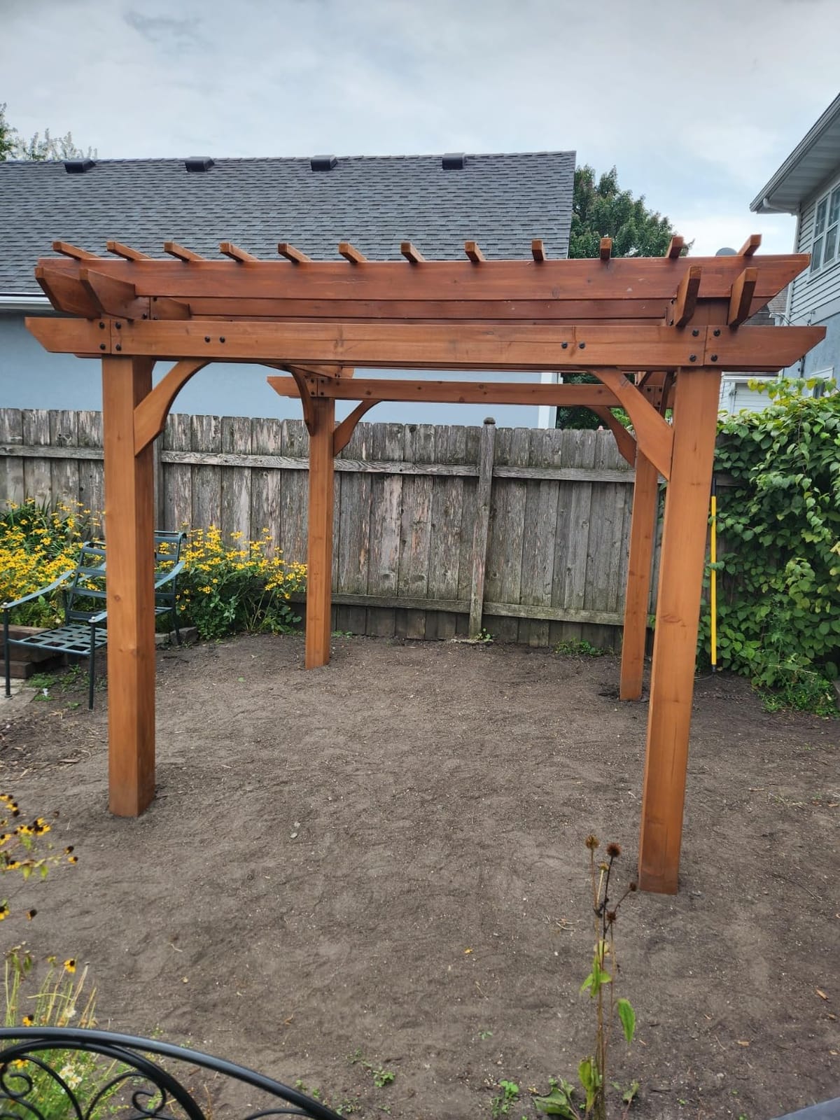 Backyard Discovery Beaumont 16' x 12' Traditional Cedar Wood Pergola Kit with Trellis Roof, All-Season Durability, High-Wind Rating, PowerPort, Shade for Outdoor Patio, Deck, Garden, and Entertaining customer photo 1