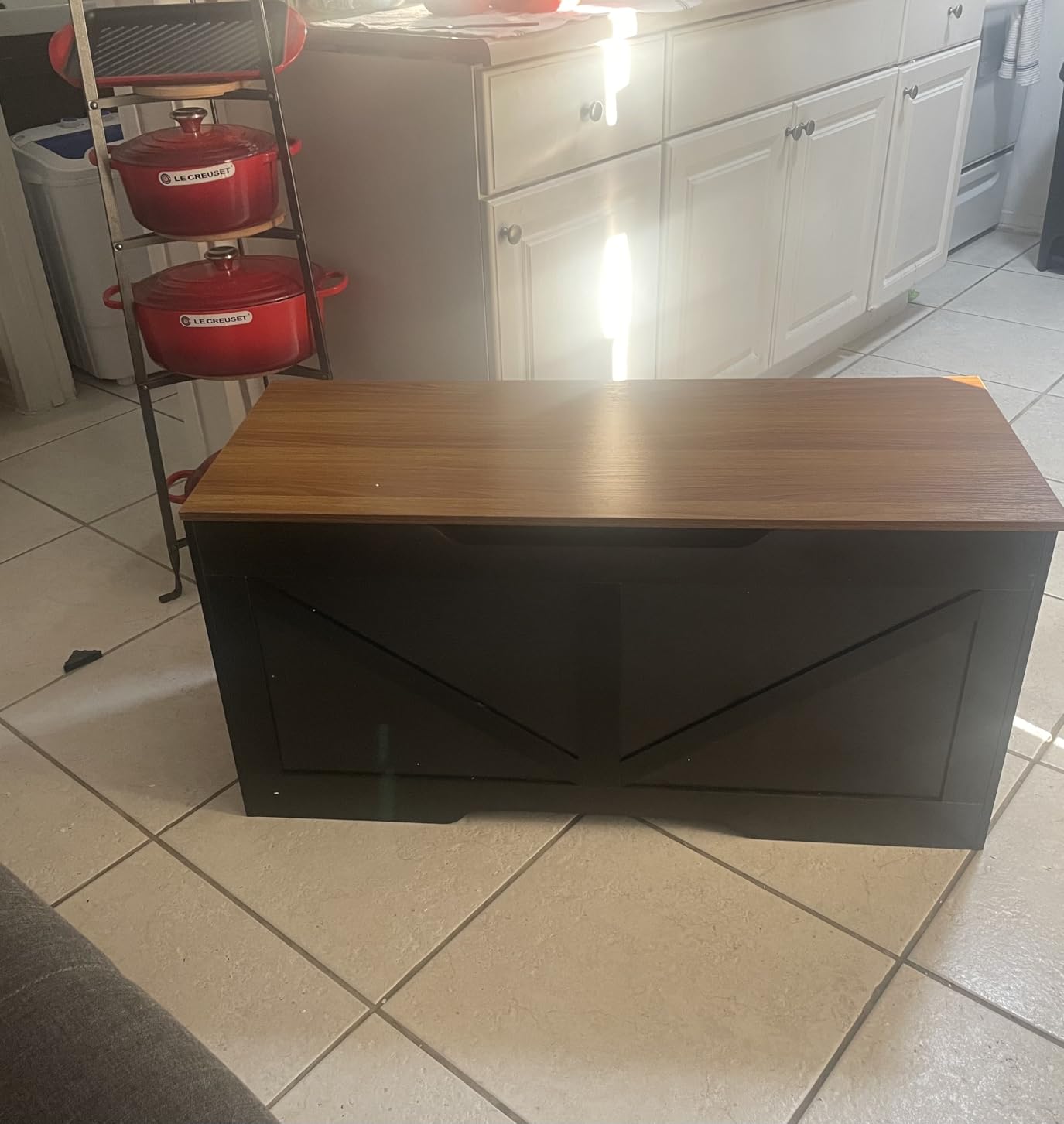 HOOBRO Storage Bench, 39.4” Retro Wooden Storage Chest with U-Shaped Cut-Out Pull, Safety Hinge, Supports 220 lb and Easy Assembly for Toy Box Organizer (Greige) BG771CW01G1 customer photo 2