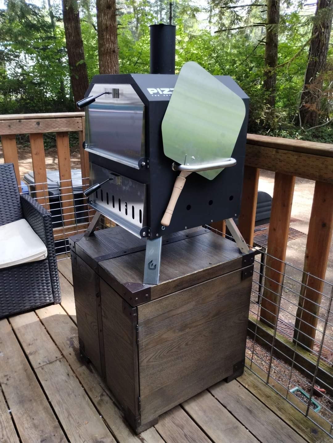 Pizzello Outdoor Pizza Oven Wood Fired 2-Layer Pizza Ovens Outside Pizza Maker with Stone, Pizza Peel, Cover,Removable Cooking Rack for Camping Backyard BBQ (Black) | Portable Pizza Maker with Stone, Pizza Peel, Cover,Removable Cooking Rack for Camping, Backyard, BBQ, Black customer photo 1