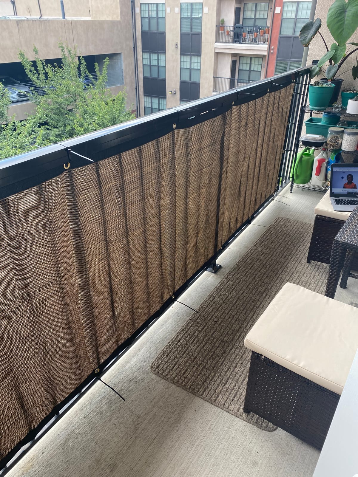 Amgo 3' x 10' Black Fence Privacy Screen Windscreen for Apartment Balcony customer photo 2