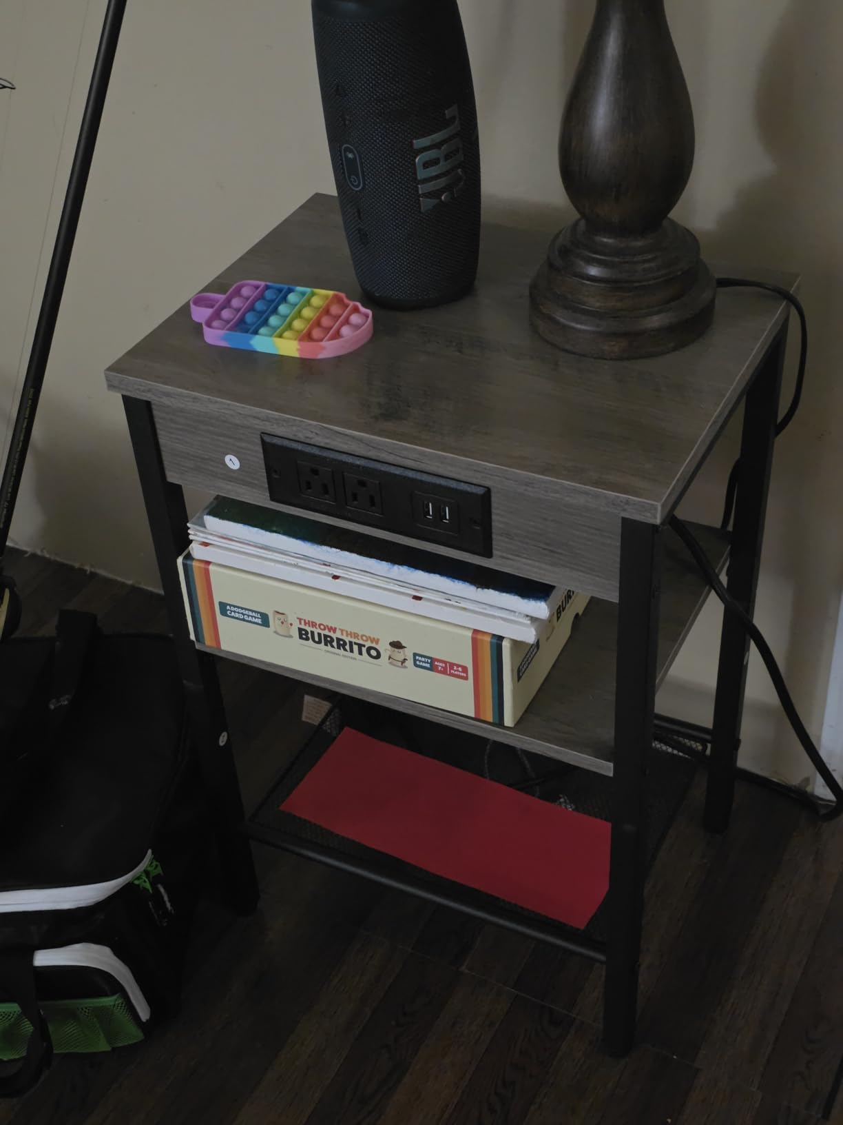 HOOBRO Side Table with Charging Station and USB Port, Small End Table for Small Space, 3-Tier Nightstand with Adjustable Shelf, for Living Room, Bedroom, Rustic Brown BF112BZ01 customer photo 2