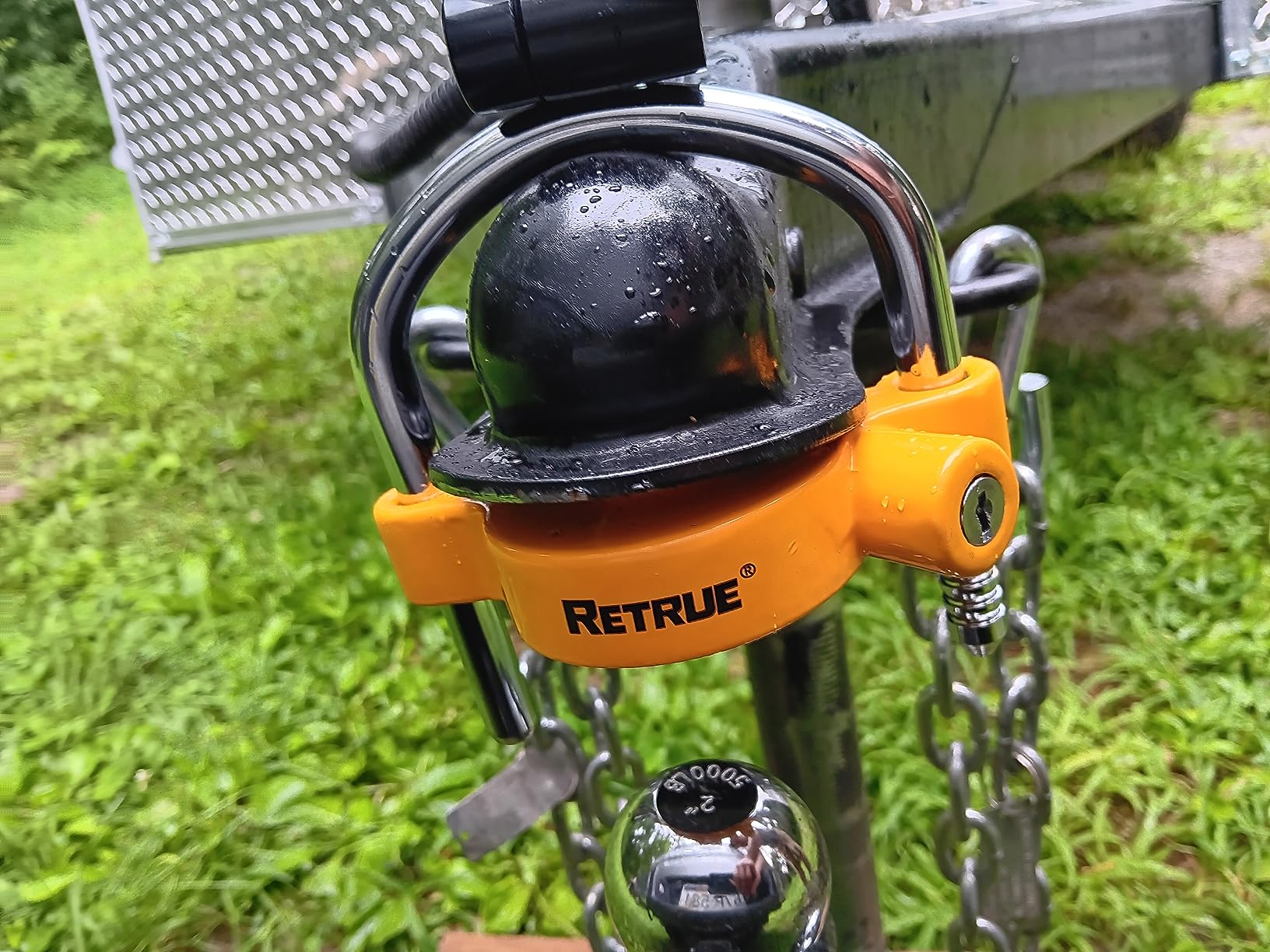 RETRUE Universal Trailer Coupler Hitch Lock, Adjustable Heavy Duty, Yellow customer photo 1