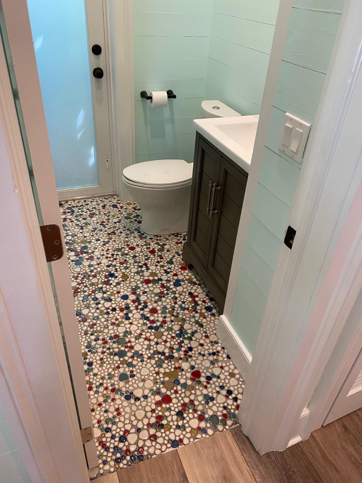 Parrotile Pebble Shower Floor Tile Bathroom Beige Wall Backsplash Mosaic Tiles (5 Sheets) customer photo 1