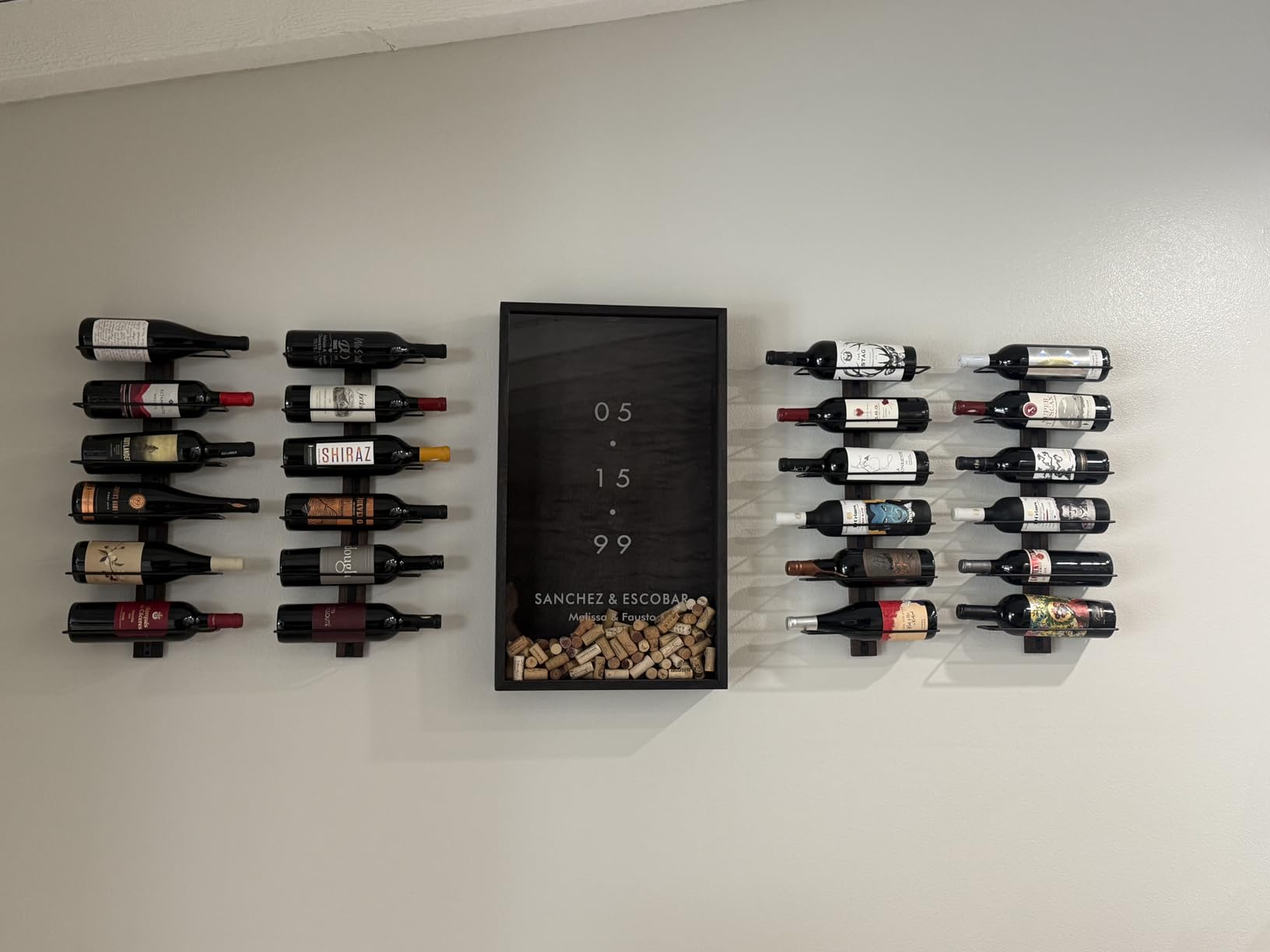 B4Life Wall-Mounted Wine Rack, 9 Bottles Wood & Metal Storage | Collectors, Dining Rooms, Kitchens, Home Bars, Wine Cellars, Decorative Display With Empty Bottles customer photo 1