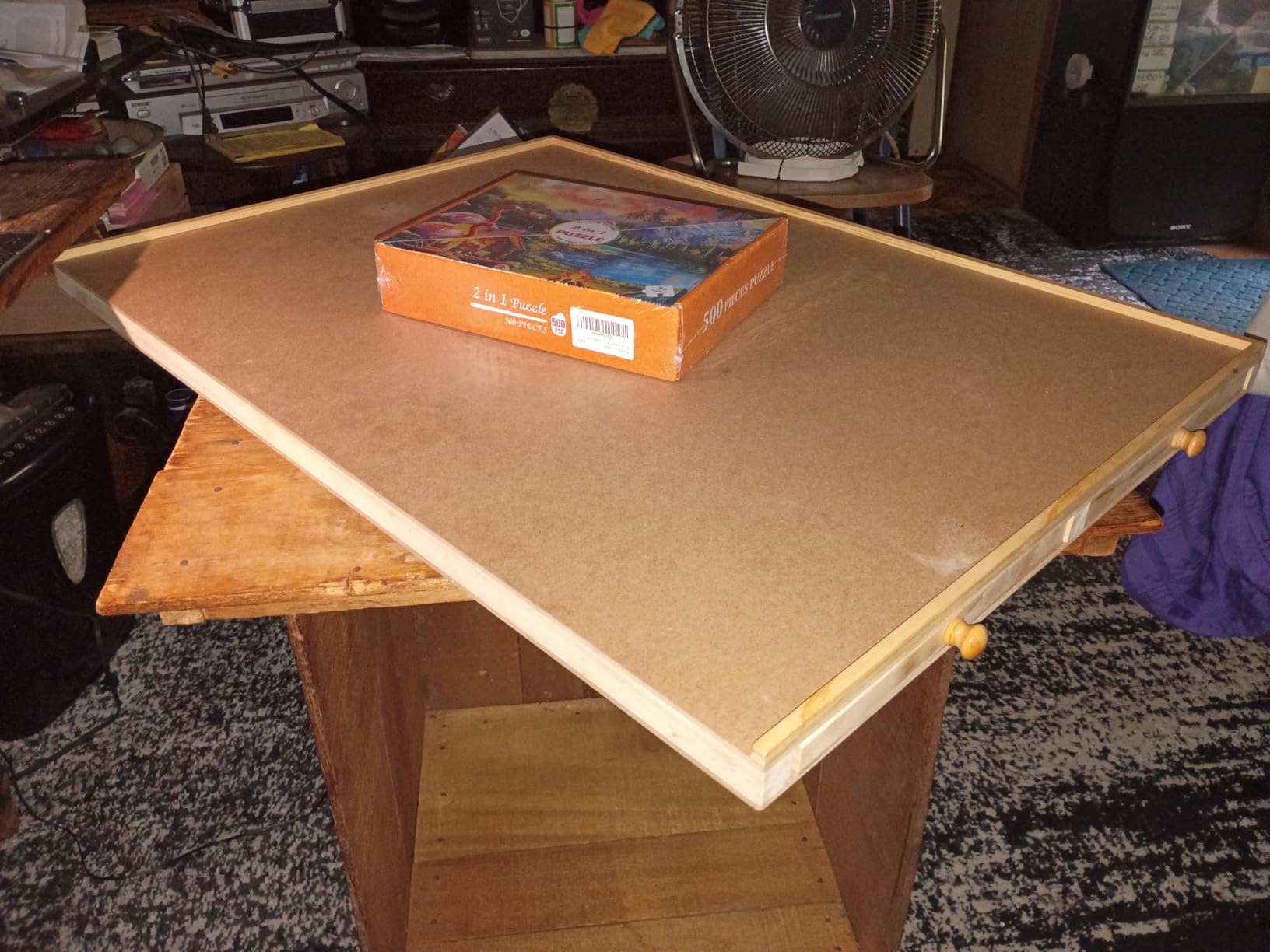 1500 Piece Wooden Jigsaw Puzzle Board - 6 Drawers, Preassembled Rotating Puzzle Table | 35” X 28” Jigsaw Puzzle Board | Puzzle Cover Included - Portable Tables for Adults and Kids customer photo 1