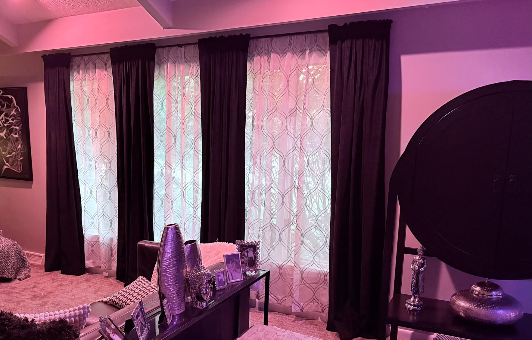 Joydeco Black Velvet Curtains 90 inch Length 2 Panels, Luxury Blackout Rod Pocket Thermal Insulated Window Curtains, Super Soft Room Darkening Drapes for Living Dining Room Bedroom,W52 x L90 inches customer photo 2