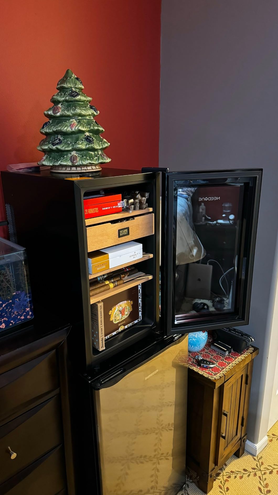 NEEDONE Humidor 48L with Cooling and Heating Temperature Control System, Electric Cigar Cabinet for 300 Counts with Spanish Cedar Wood Shelves & Drawer with Hygrometer, Gift for Men, 4 Layers customer photo 1