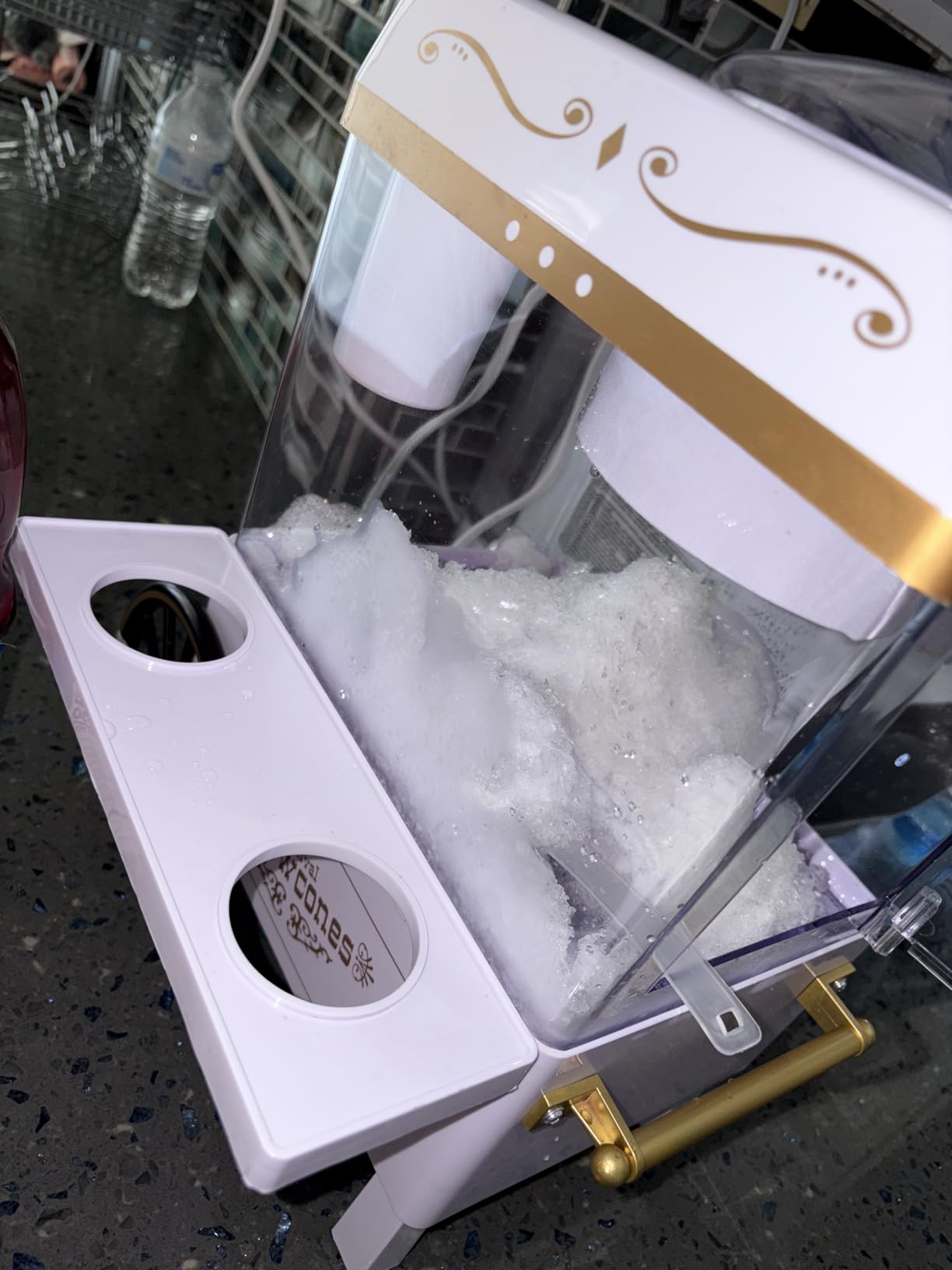 Nostalgia Snow Cone Shaved Ice Machine - Retro Table-Top Slushie Machine Makes 20 Icy Treats - Includes 2 Reusable Plastic Cups & Ice Scoop - White customer photo 1