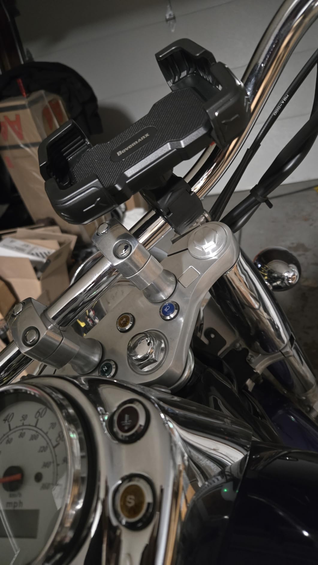 Bovemanx Motorcycle Phone Mount Holder, [150mph Wind Anti-Shake][7.2inch Big Phone Friendly] Bike Phone Holder, Motorcycle Handlebar Cell Phone Clamp, Compatible with iPhone 16 Pro Max, Black customer photo 2
