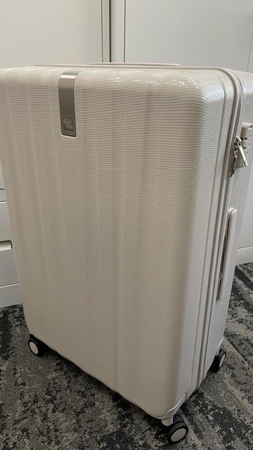 Hanke 29 Inch Luggage Suitcases with Spinner Wheels Lightweight PC Hardside Rolling Suitcase with Travel Lock, Checked-Large (Ivory White) customer photo 2