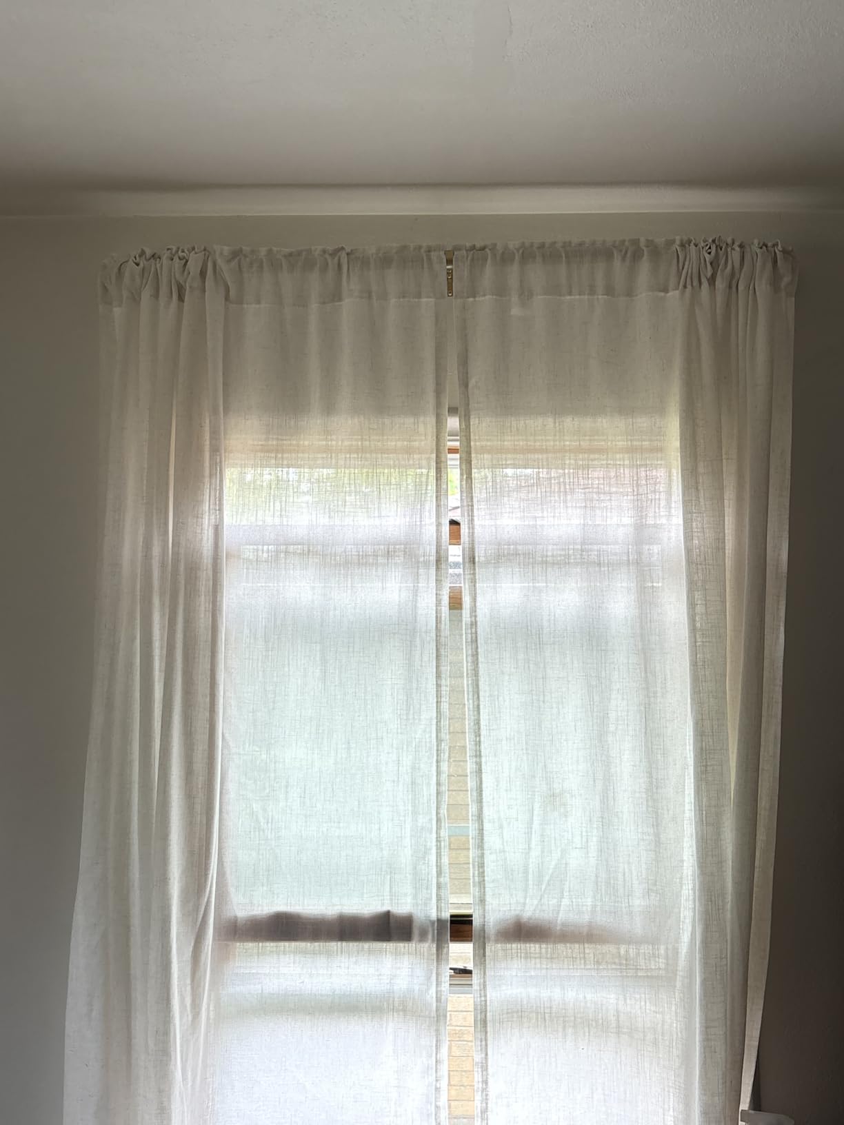 Natural Linen Back Tab Curtains 84 Inch Length for Living Room 2 Panel Pocket Drape Light Filtering Semi Sheer Neutral Country Rustic Farmhouse Boho Curtain Bedroom Muslin Look Ivory Cream Colored customer photo 2