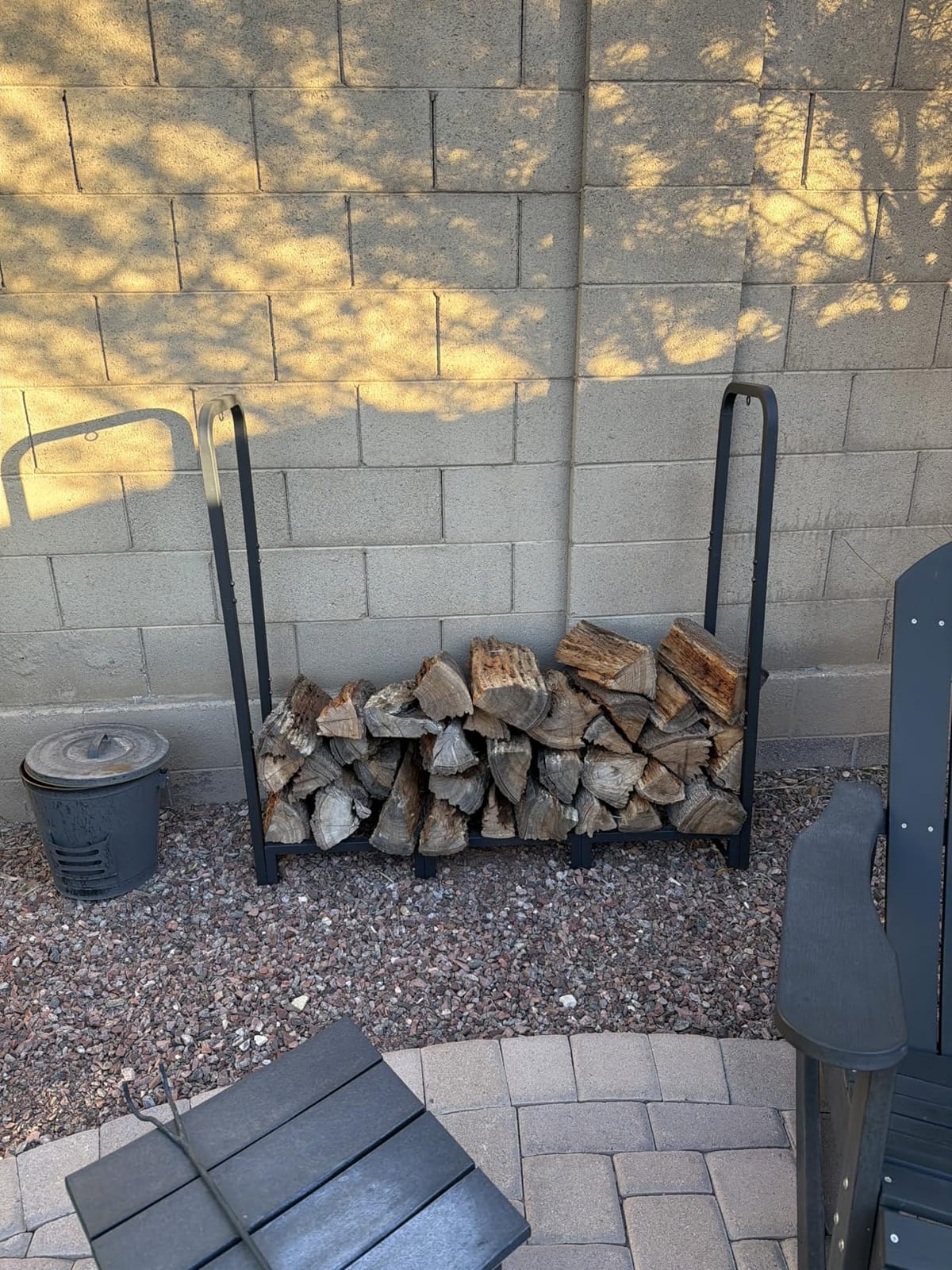 Firewood Rack Stand 2ft Heavy Duty Logs Holder for Outdoor Indoor Fireplace Metal Wood Pile Storage Stacker Organizer, Matte Black customer photo 2