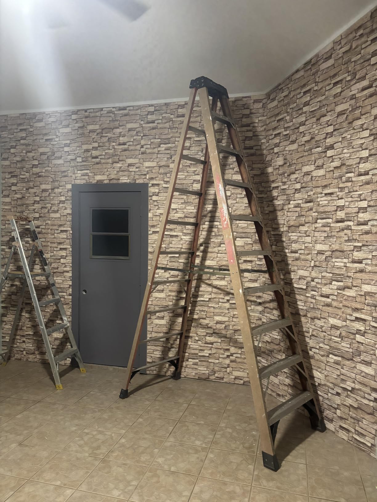 20PCS 3D Wall Panels Peel and Stick Foam 3D Brick Wallpaper Peel and Stick Faux Stone Wall Panel Self-Adhesive Wallpaper (20PCS, Rock Color) customer photo 1