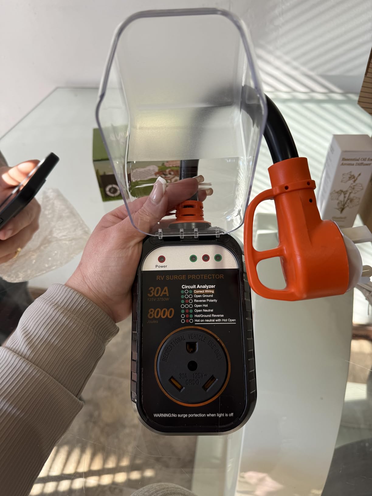 GEARGO RV Surge Protectors 30 Amp RV Circuit Analyzer, [𝟐𝟎𝟐𝟔 𝐍𝐞𝐰 𝐔𝐩𝐠𝐫𝐚𝐝𝐞𝐝 & 𝐆𝐞𝐧𝟐] Full Protection, RV Adapter Plug for Camper(Orange) customer photo 1