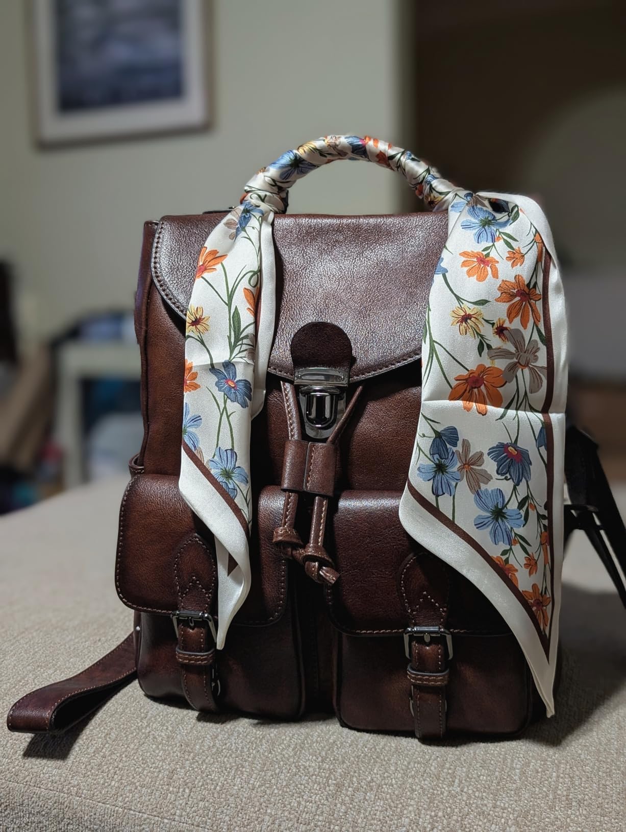 COOLCY Women Vintage Genuine Leather Backpack Purse Fashion Rucksack Practical and Stylish Retro Daypack Bag (Brown) customer photo 2