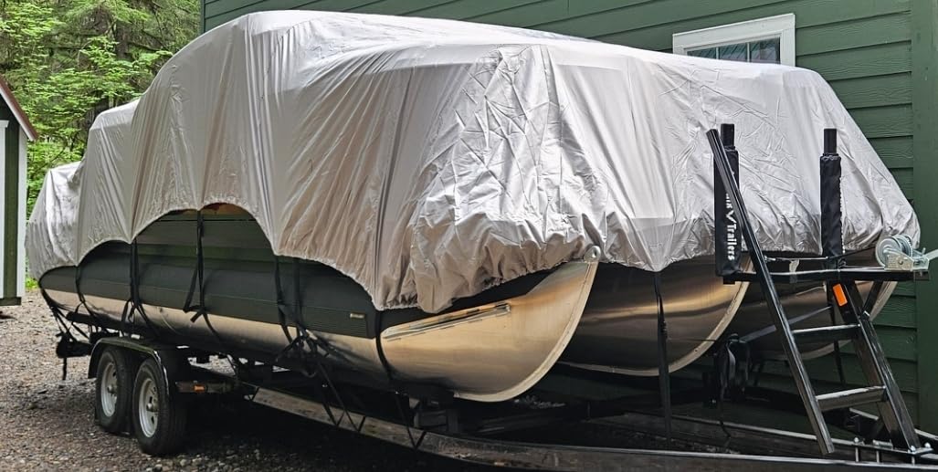 Solim 22-24FT Pontoon Boat Cover, 1200D Heavy Duty Waterproof, UV Resistant customer photo 2