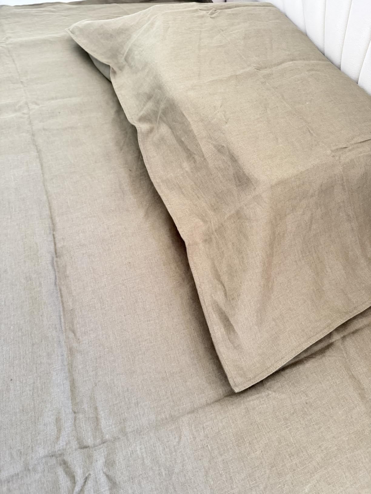 XZ XIFA 100% Washed French Flax Linen Duvet Cover Set – 3 Pieces, Cooling & Textured Farmhouse Bedding for Hot Sleepers, with Zipper Closure (Olive Green, Queen) customer photo 2