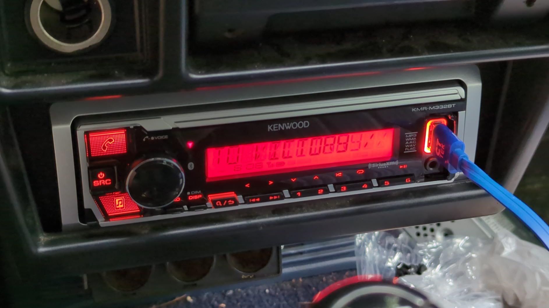 KENWOOD KMR-M332BT Car & Marine Stereo - Single Din, Bluetooth Audio, USB MP3, Aux in, AM FM Radio SiriusXM Ready, Weatherproof, Multi Color Illumination customer photo 2