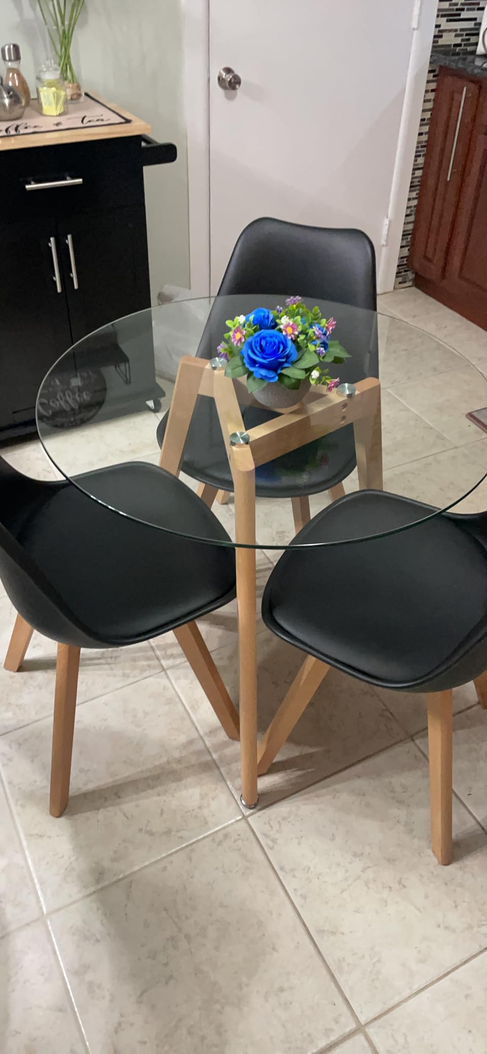 ivinta Round Glass Dining Table for 2-4 People, 31.5