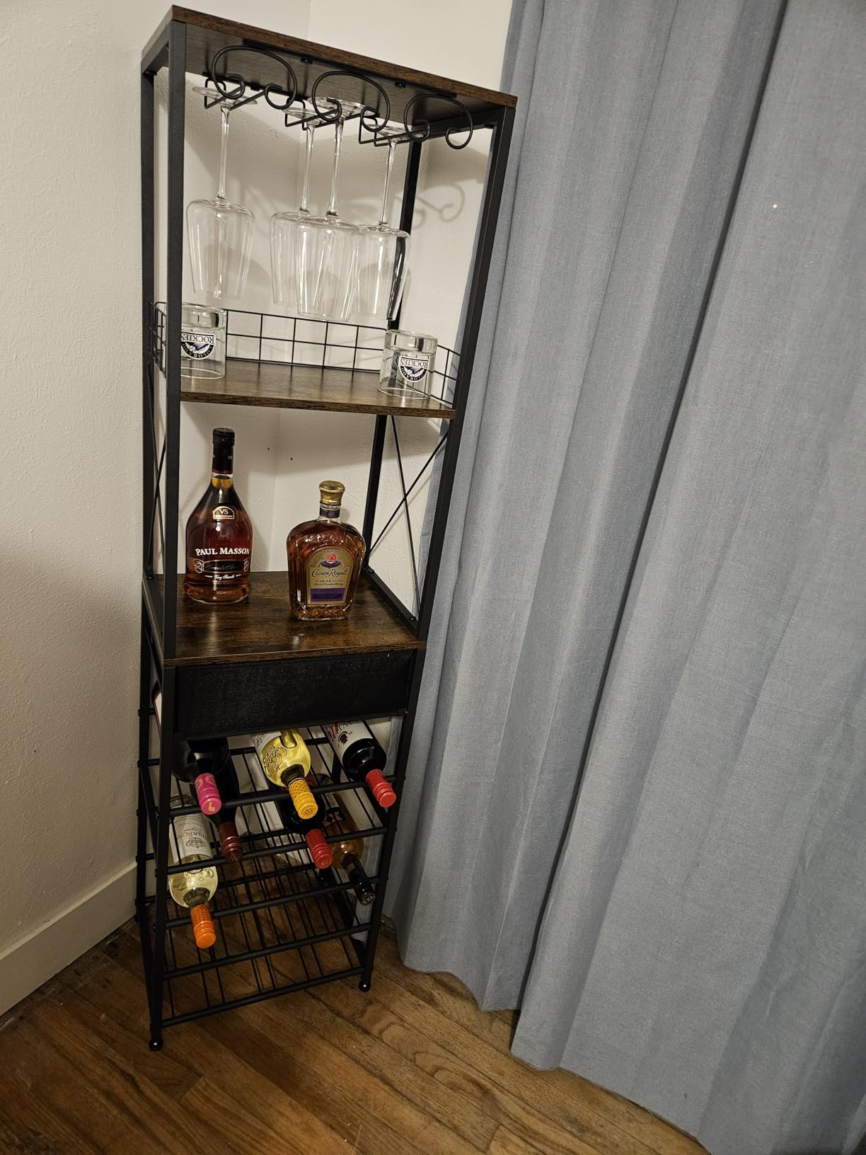 Homeiju Wine Rack Freestanding Floor, Bar Cabinet for Liquor and Glasses customer photo 1
