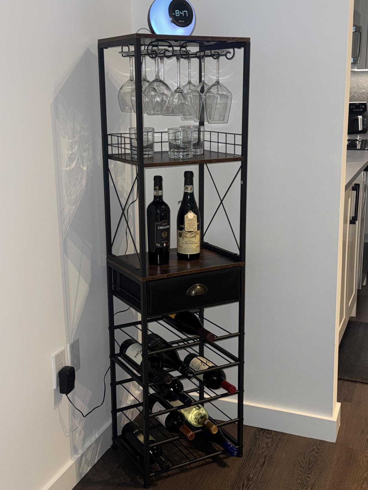 Homeiju Wine Rack Freestanding Floor, Bar Cabinet for Liquor and Glasses customer photo 2