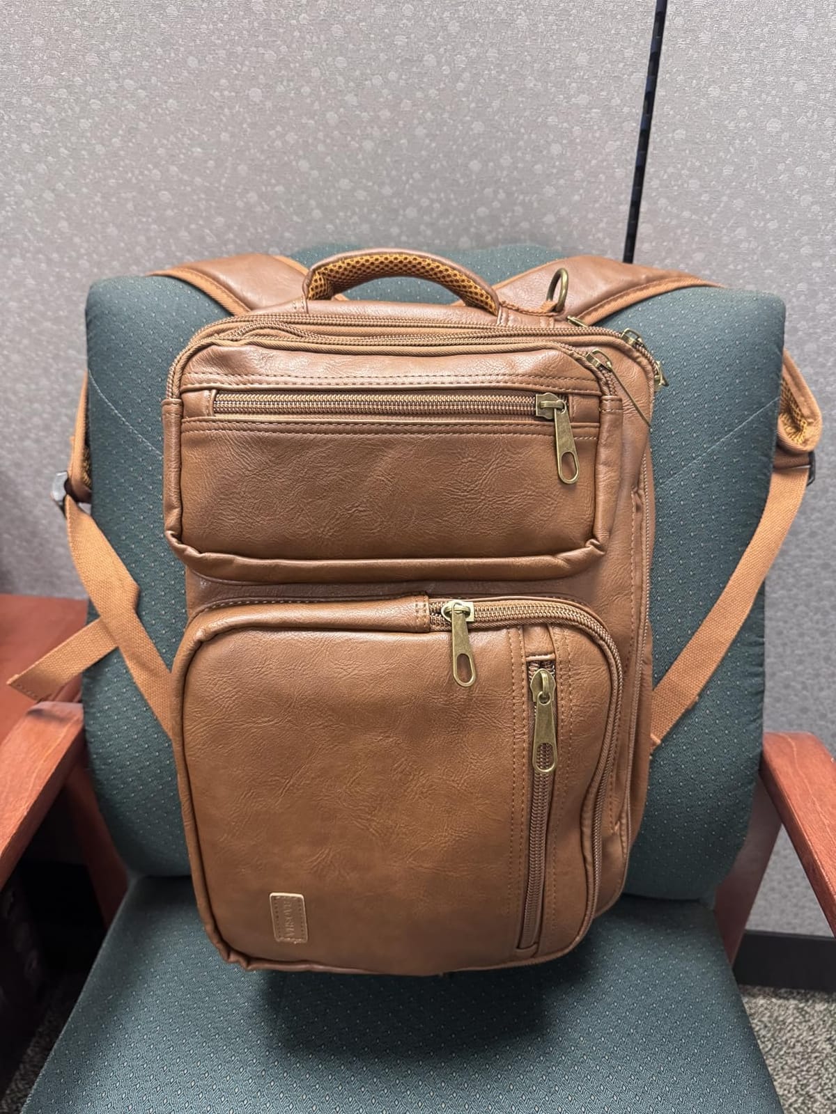 Baosha Vegan Leather Laptop Backpack Briefcase Hybrid 15.6 Inch Laptop Travel Backpack Hiking College Backpack for Men BC-04 (Brown) customer photo 1