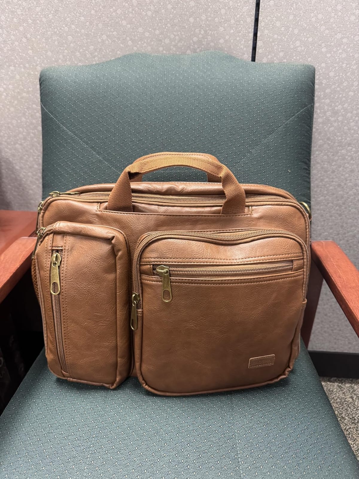 Baosha Vegan Leather Laptop Backpack Briefcase Hybrid 15.6 Inch Laptop Travel Backpack Hiking College Backpack for Men BC-04 (Brown) customer photo 2