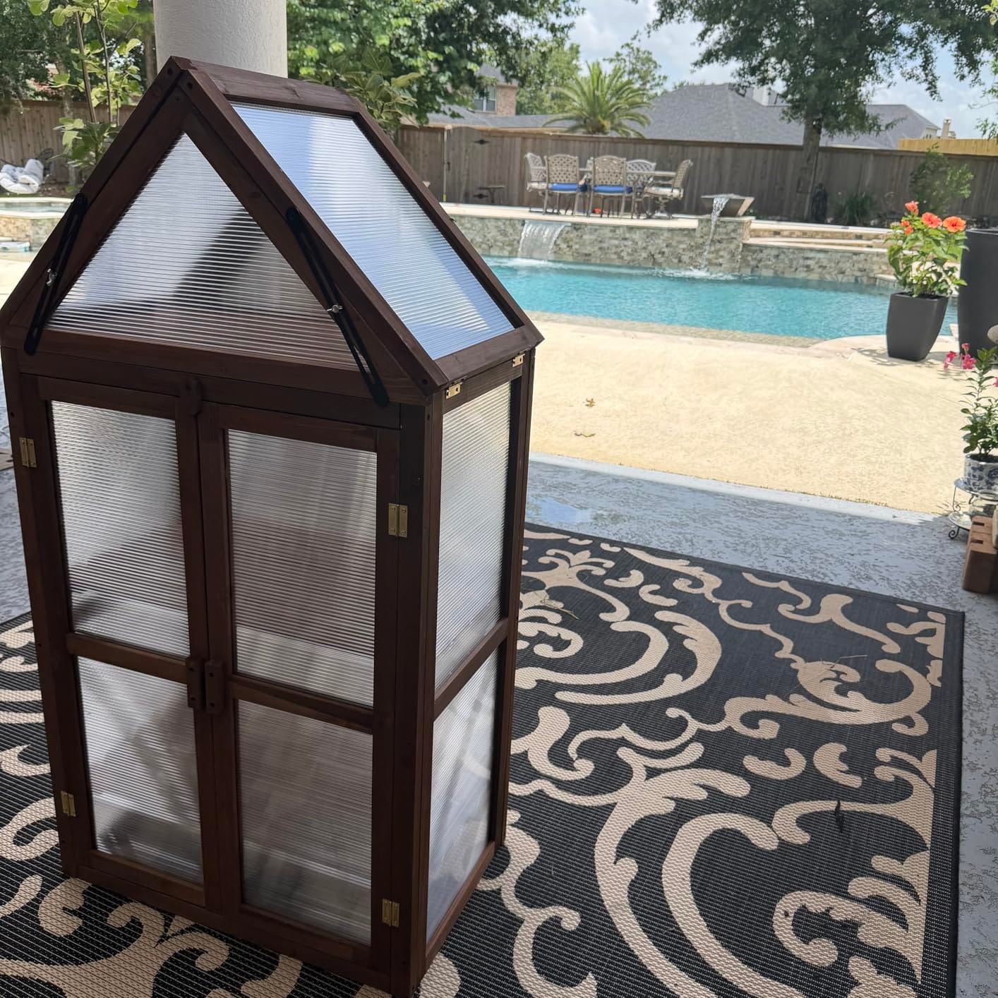 Happygrill Cold Frame, Mini Wooden Green House w/Transparent Openable Roof customer photo 1