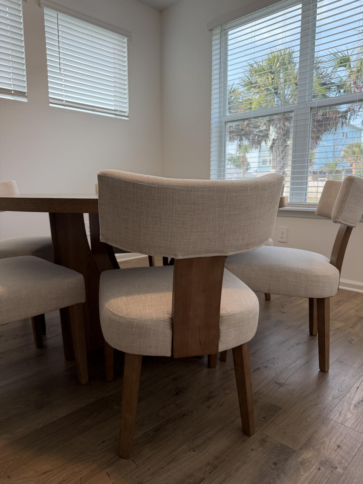 HNY Mid Century Modern Dining Chairs Set of 6, Upholstered Linen Kitchen & Dining Room Chairs with Ergonomic Curved Backrest, Solid Wood Legs, Farmhouse Accent Chair for Home, Apartment, Beige customer photo 1