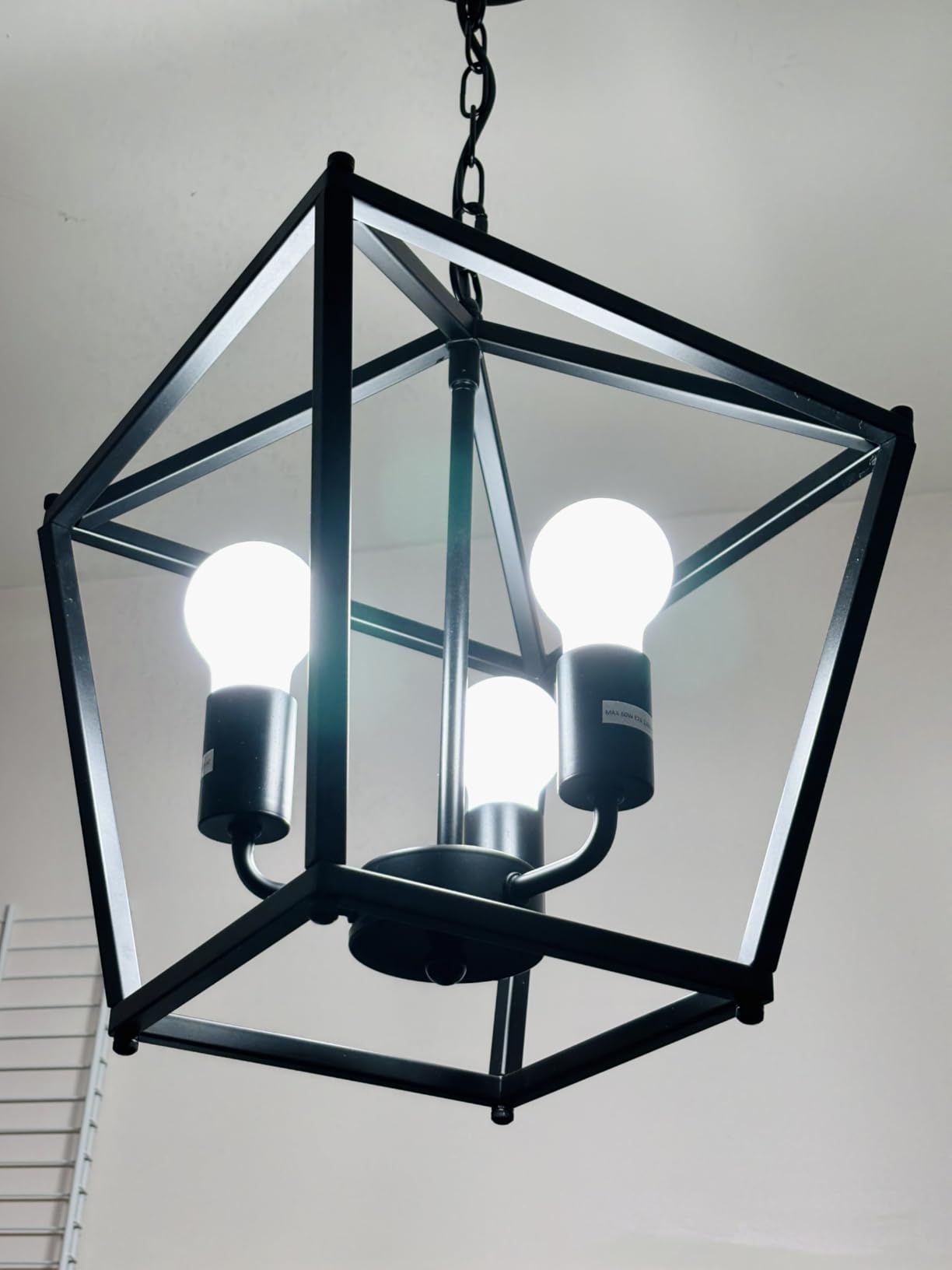 Unicozin 4-Light Black Farmhouse Chandelier, Iron Lantern Pendant Light Rustic Cage Adjustable Height, E26 Base Industrial Hanging Lights for Kitchen Island Dining Room Hallway Foyer Entryway customer photo 2