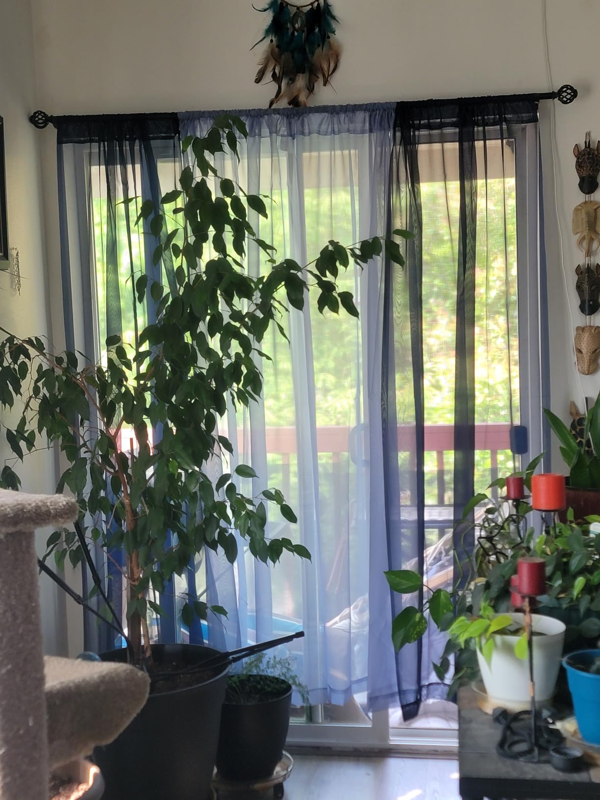 Chyhomenyc Ivory Sheer Curtains 84 Inches Long for Living Room, 2 Panels customer photo 1